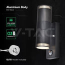 V- tac 24307 VT-10175PIR GU10 Wall Light Holder Double Head IP44 PIR Sensor - V-TAC - Falcon Electrical
