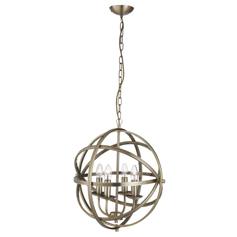 Searchlight 2474-4AB Orbit 4Lt Pendant  - Antique Brass Metal