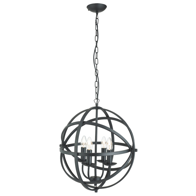 Searchlight 2474-4BK Orbit 4Lt Pendant  - Black Metal