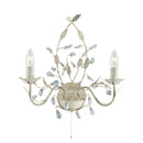 Searchlight 2492-2CR Alamandite 2Lt Wall Light - Cream & Gold Metal, Glass Drops
