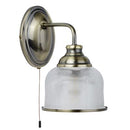 Searchlight 2671 - 1AB Bistro II Wall Light - Antique Brass & Holophane Style Glass - Searchlight - Falcon Electrical