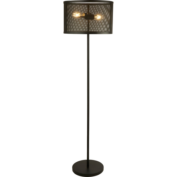 Searchlight 2832-2BK Fishnet  2Lt Floor Lamp  - Matt Black Metal & Mesh Shade