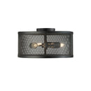 Searchlight 2843-3BK Fishnet 3Lt Flush - Matt Black Metal & Mesh Shade