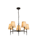 Searchlight 30690-5BK Gothic 5Lt Pendant - Hammered Black Metal & Natural Linen