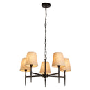 Searchlight 30690-5BK Gothic 5Lt Pendant - Hammered Black Metal & Natural Linen