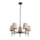 Searchlight 30690-5BK Gothic 5Lt Pendant - Hammered Black Metal & Natural Linen
