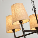 Searchlight 30690-5BK Gothic 5Lt Pendant - Hammered Black Metal & Natural Linen