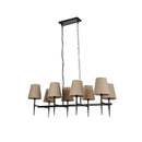 Searchlight 30690-8BK Gothic 8Lt Bar Pendant- Hammered Black Metal & Natural Linen