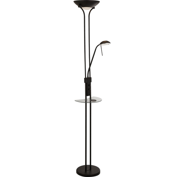 Searchlight 32019BK Mother & Child Wireless USB Floor Lamp - Matt Black Metal