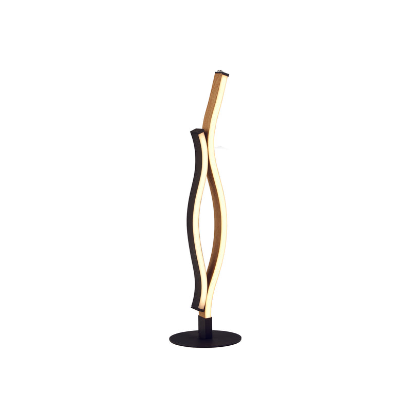 Searchlight 32101-1BK Bloom Table Lamp - Black Metal & Wood Effect