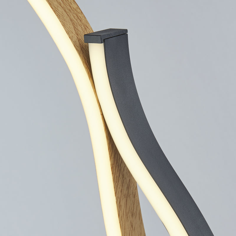 Searchlight 32101-1BK Bloom Table Lamp - Black Metal & Wood Effect