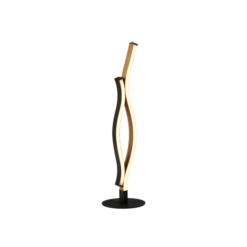 Searchlight 32101-1BK Bloom Table Lamp - Black Metal & Wood Effect