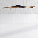 Searchlight 32103-1BK Bloom Flush - Black Metal & Wood Effect