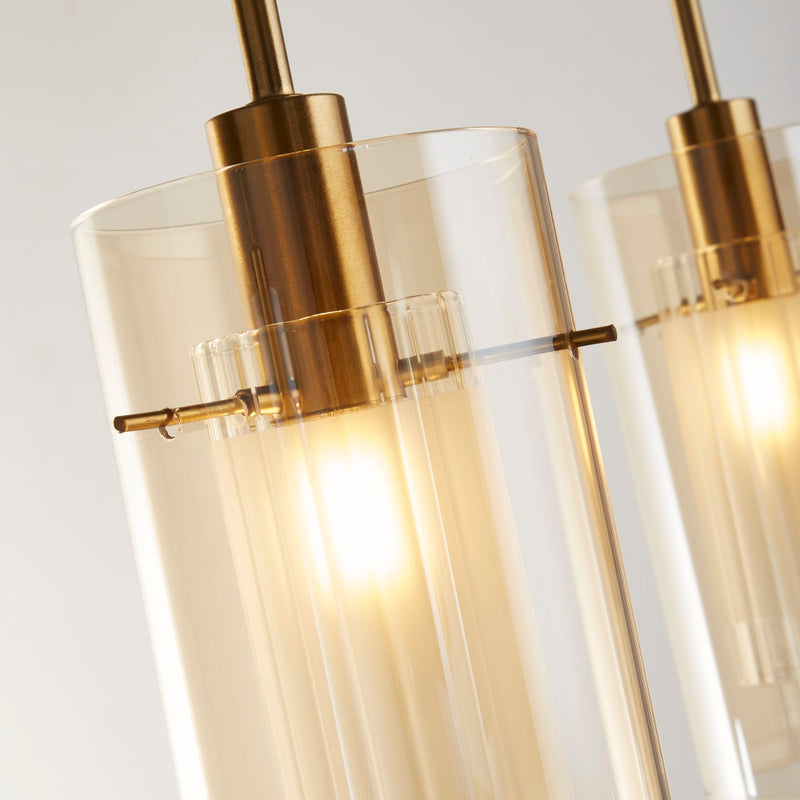 Searchlight 3303-3CP Duo III 3Lt Bar Pendant - Bronze Metal & Champagne Glass