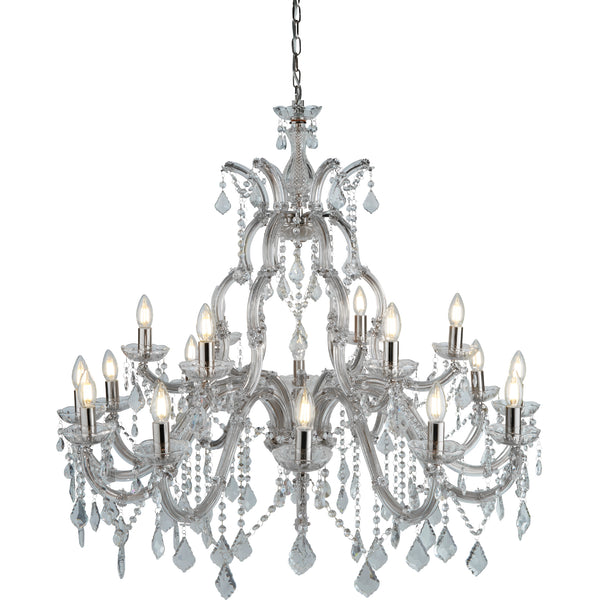 Searchlight 3314-18 Marie Therese 18Lt Chandelier - Chrome Metal & Clear Crystal