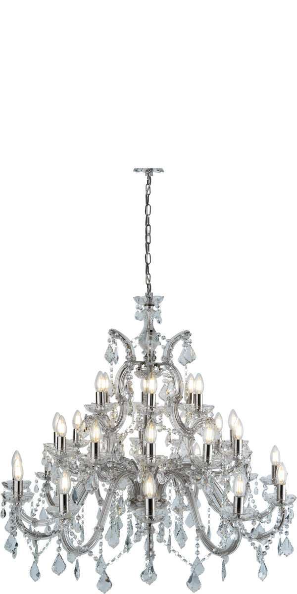 Searchlight 3314-30 Marie Therese 30Lt Chandelier - Chrome Metal & Clear Crystal