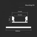 V-tac 3355 VT-8113 MOUNTING KIT WITH DIFFUSER FOR LED STRIP SURFACE 2000X17.4X7MM SILVER