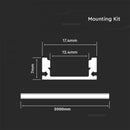 V-tac 3365 VT-8113-W MOUNTING KIT WITH DIFFUSER FOR LED STRIP PCB 12MM SURFACE 2000X17.4X7MM WHITE