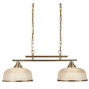Searchlight 3592-2AB Bistro II 2Lt Pendant- Antique Brass & Holophane Style Glass