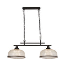 Searchlight 3592-2BK Highworth 2Lt Pendant - Black Metal & Holophane Style Glass