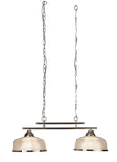 Searchlight 3592-2SS Bistro II 2Lt Pendant - Satin Silver & Holophane Style Glass