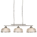 Searchlight 3593-3SS Bistro II 3Lt Pendant - Satin Silver & Holophane Style Glass