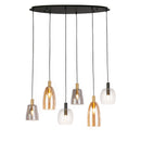 Searchlight 36463-6BK Divine 6Lt Multi-Drop Pendant - Black Metal & Coloured Glass