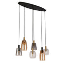 Searchlight 36463-6BK Divine 6Lt Multi-Drop Pendant - Black Metal & Coloured Glass