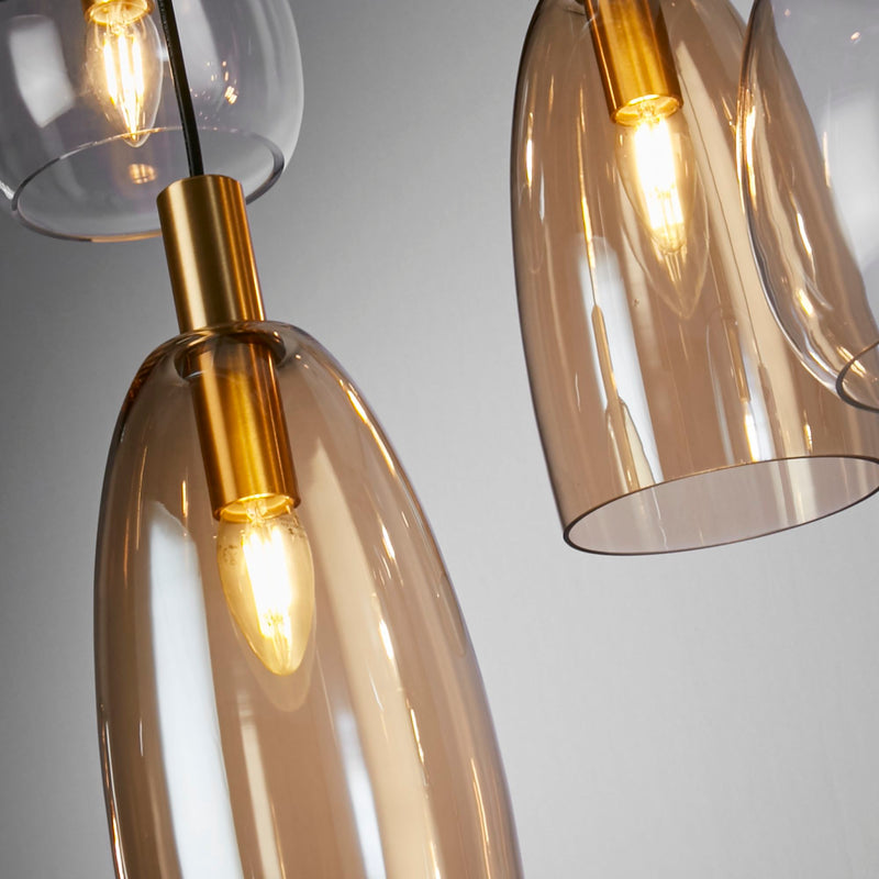 Searchlight 36463-8BK Divine 8Lt Multi-Drop Pendant - Black Metal & Coloured Glass