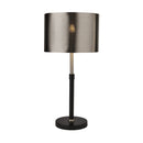 Searchlight 3877BK Rachel Table Lamp- Black, Silver, Chrome Metal & Black Shade