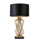 Searchlight 4110GO Ethan Table Lamp - Gold Metal, Black Marble & Black Fabric