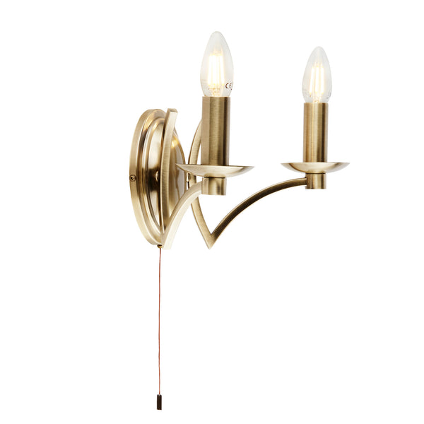 Searchlight 41312-2AB Ascot  2Lt Wall Light - Antique Brass Metal