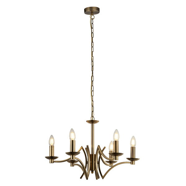 Searchlight 41312-6AB Ascot  6Lt Pendant - Antique Brass Metal