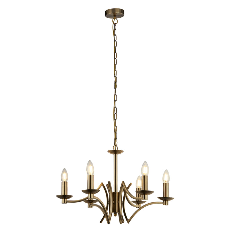 Searchlight 41312-6AB Ascot  6Lt Pendant - Antique Brass Metal