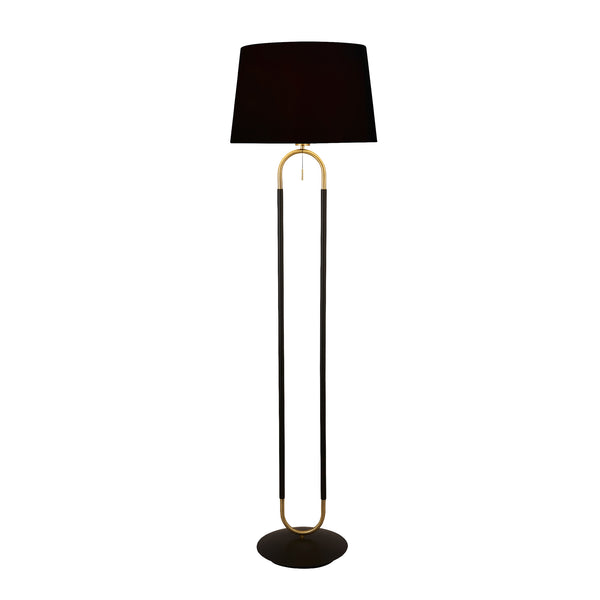 Searchlight 41432SB Jazz Floor Lamp - Black, Satin Brass Metal & Black Velvet