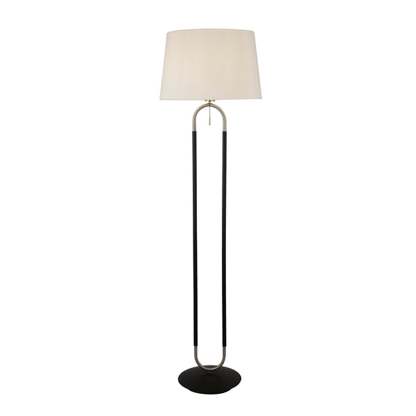 Searchlight 41432SS Jazz Floor Lamp - Black, Satin Silver Metal & White Velvet