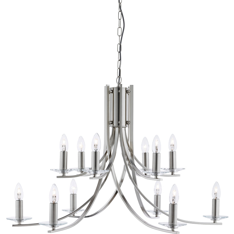 Searchlight 41612-12SS Ascona 12Lt Pendant - Satin Silver & Clear Glass Sconces