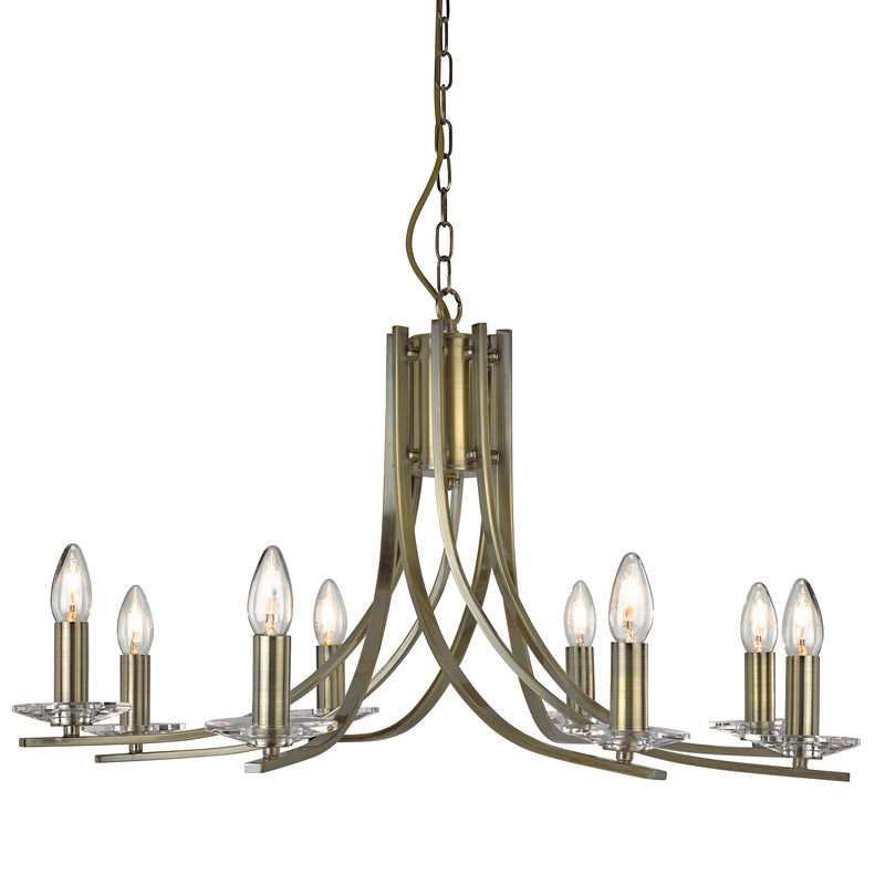 Searchlight 4168-8AB Ascona 8Lt Pendant - Antique Brass Metal & Glass