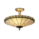 Searchlight 4417-17 New York  2Lt Semi-Flush - Brass Metal & Stained Glass