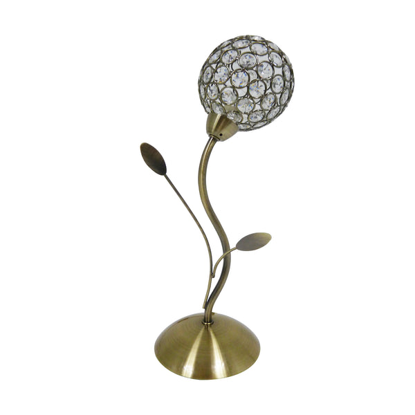 Searchlight 4571AB Bellis II Table Lamp - Antique Brass Metal & Clear Crystal