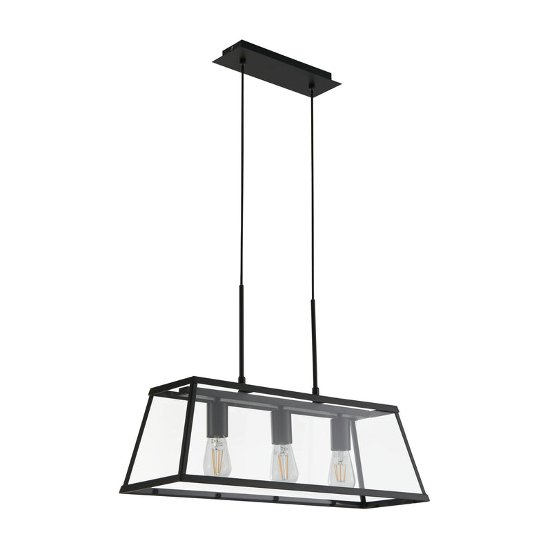 Searchlight 4613-3BK Voyager 3Lt Bar Pendant - Black Metal & Glass