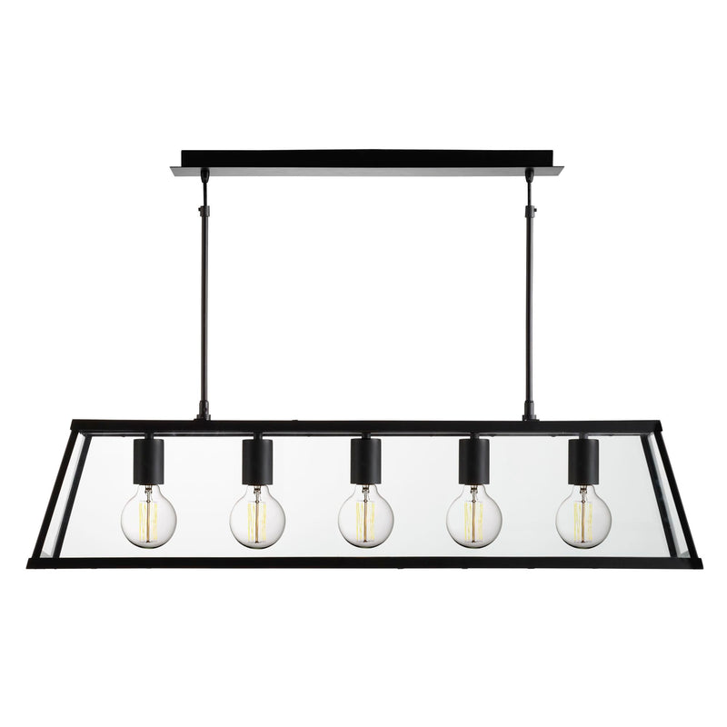 Searchlight 4614-5BK Voyager 5Lt Bar Pendant - Black Metal & Glass - Searchlight - Falcon Electrical UK