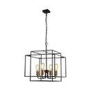 Searchlight 4634BK Crate 4Lt Pendant - Black & Bronze Metal