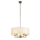 Searchlight 4785-5AB Knightsbridge 5Lt Pendant- Antique Brass & White Linen Shade