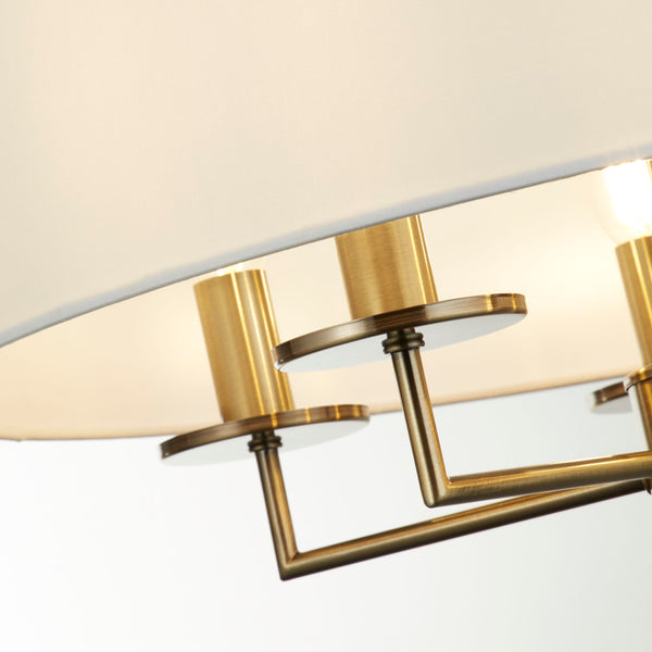 Searchlight 4785-5AB Knightsbridge 5Lt Pendant- Antique Brass & White Linen Shade