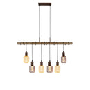 Searchlight 4876-6BR Barn 6Lt Pendant - Black Metal & Wood
