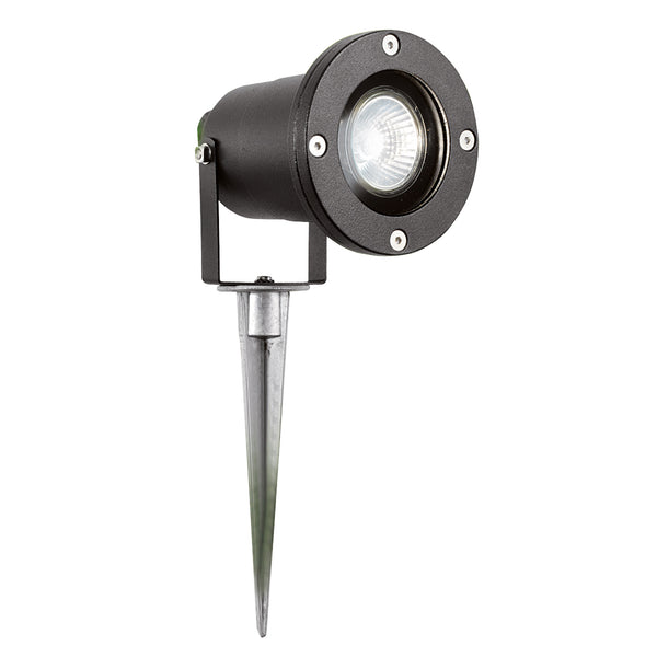 Searchlight 5001BK-LED Spikey Outdoor Spotlight - Black Metal & Polycarbonate