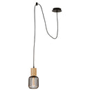 Searchlight 50212-1NA Spinny Pendant - Wood & Matt Black Metal