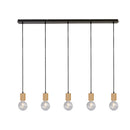 Searchlight 50212-5NA Spinny 5Lt Bar Pendant - Wood & Matt Black Metal