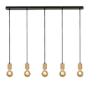 Searchlight 50212-5NA Spinny 5Lt Bar Pendant - Wood & Matt Black Metal
